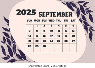 September 2025 Calendar vector item