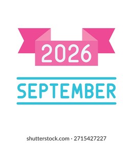 September 2026 Banner Vector Illustration Flat Style Icon