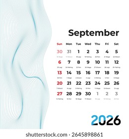 September 2026 calendar features the Javanese Weton rhythm, encouraging introspection and harmony through cultural time.