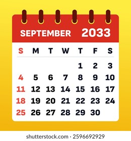 September  2033. Calendar Sep 2033. welcomes autumn’s golden hues, crisp air, and new beginnings. A time to refresh, reflect, and embrace seasonal transitions