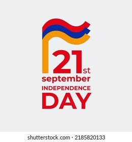 September 21, armenia independence day. Vector template with wavy armenian flag in simple concise style, icon. National holiday of Armenia on september 21st. Independence day greeting card