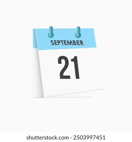 September 21 - calendar and Time planner. Daily Calendar Icon reminder. Vector Illustration.