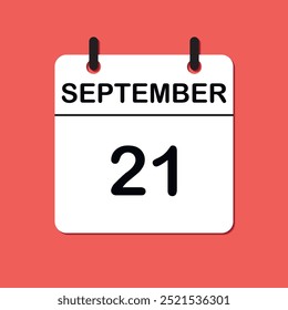 September 21. Daily Calendar icon for design. Simple design for business brochure, flyer, print media, advertisement. Easily editable.