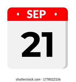 september 21 flat calendar icon