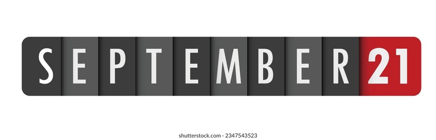 SEPTEMBER 21 gray and red vector typography banner