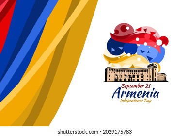 21 de setiembre, Día de la Independencia de Armenia. ilustración vectorial. Adecuado para tarjetas de felicitación, afiches y banner.