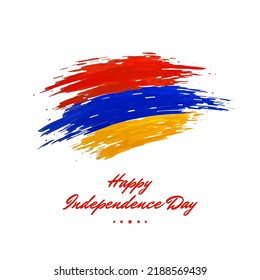 21. September, Unabhängigkeitstag Armenia, Vektorvorlage. Armenische Fahne mit Pinselstrichen auf hellem Hintergrund. Armenien Nationalfeiertag 21. September. Happy-Unabhängigkeit-Tageskarte