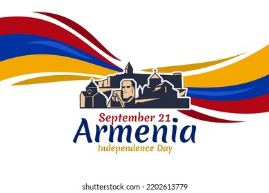 21. September, Unabhängigkeitstag Armeniens. Vektorgrafik. Geeignet für Grußkarten, Poster und Banner.