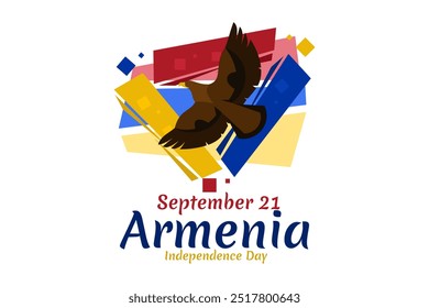 21 de septiembre, Día de la Independencia de Armenia. Ilustración vectorial. Conveniente para la tarjeta de felicitación, el cartel y el Anuncio.