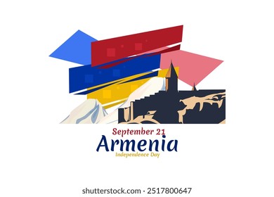 21 de septiembre, Día de la Independencia de Armenia. Ilustración vectorial. Conveniente para la tarjeta de felicitación, el cartel y el Anuncio.