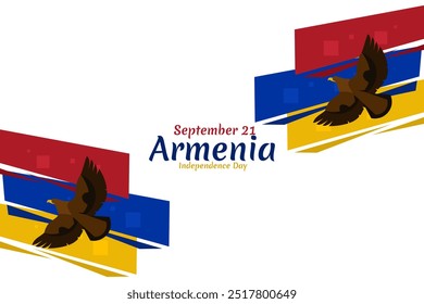 21 de septiembre, Día de la Independencia de Armenia. Ilustración vectorial. Conveniente para la tarjeta de felicitación, el cartel y el Anuncio.