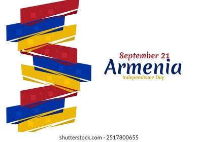 21 de septiembre, Día de la Independencia de Armenia. Ilustración vectorial. Conveniente para la tarjeta de felicitación, el cartel y el Anuncio.