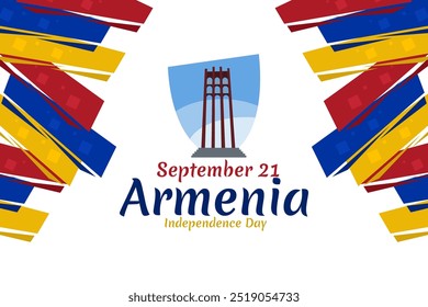 21 de septiembre, Día de la Independencia de Armenia. Ilustración vectorial. Conveniente para la tarjeta de felicitación, el cartel y el Anuncio.