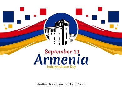 21 de septiembre, Día de la Independencia de Armenia. Ilustración vectorial. Conveniente para la tarjeta de felicitación, el cartel y el Anuncio.