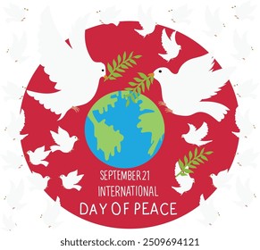 september 21 is international peace day vector illustration. Good for banner, poster, greeting card, party card, invitation, template, advertising, brochures, flyers, ad benners and social media