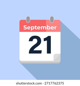 21. September Vektorkalender
Moderner flacher Farbvektorkalender mit Datum