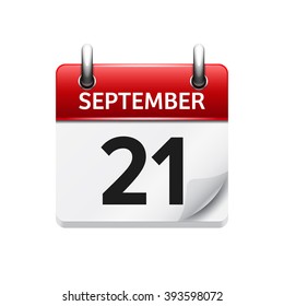 September  21. Vector flat daily calendar icon. Date and time, day, month. Holiday.