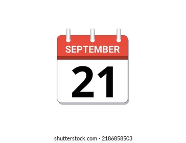 September, 21st calendar icon vector, concept of schedule, business and tasks
