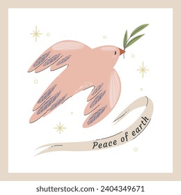 September 21st is the International Day of Peace. The illustration of the concept represents world peace. Vector illustration.Dove of peace. World peace concept hand drawn. AD, viewing, hiding, stick.