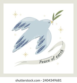 September 21st is the International Day of Peace. The illustration of the concept represents world peace. Vector illustration.Dove of peace. World peace concept hand drawn. AD, viewing, hiding, stick.