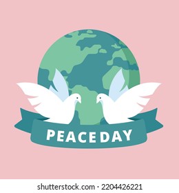 September 21st International Peace Day Concept Present World Peace Illustration.vector Illustrates. Paper Cut Of International Peace Day. Flying Bird As A Symbol Of Peace. Support Ukraine. No War Sign