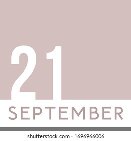 September 21st Minimal Calendar Neutral Color. Vector illustration