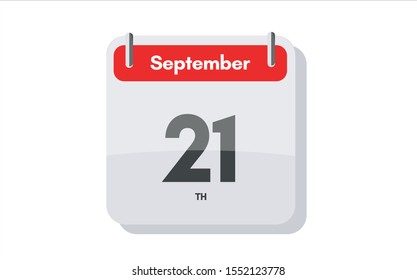 September 21th calendar icon. Day 21 of month. Vector icon illustration.