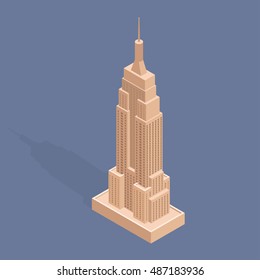 September 22, 2016: The Empire State Building. Isometric Vector Illustration