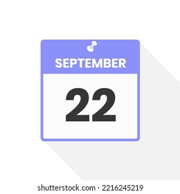 September 22 calendar icon. Date,  Month calendar icon vector illustration