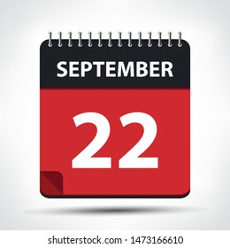 September 22 - Calendar Icon - Calendar design template - Business vector illustration.