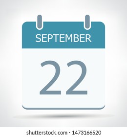 September 22 - Calendar Icon - Calendar flat design template - Business vector illustration.