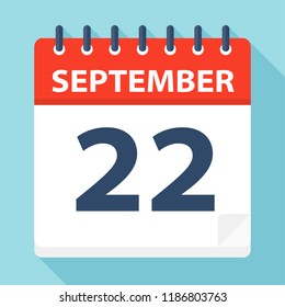 September 22 - Calendar Icon - Vector Illustration