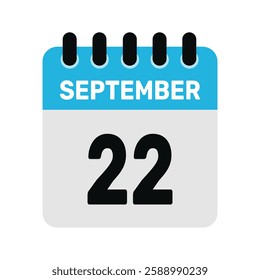 september 22 calendar icon Vector page month design illustration