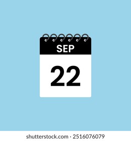 Recordatorio del calendario del 22 de septiembre. 22 de septiembre Fecha Mes Calendario icono de diseño Plantilla.