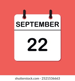 September 22. Daily Calendar icon for design. Simple design for business brochure, flyer, print media, advertisement. Easily editable.