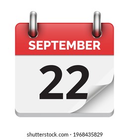 September 22 flat daily realistic calendar icon date vector image