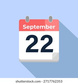 Calendario de Vector del 22 de septiembre
Calendario de Vector moderno de color plano con fecha