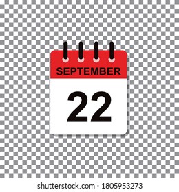 September 22nd, calendar day of month, vector illustration