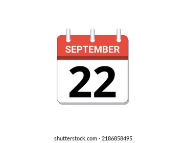 September, 22nd  calendar icon vector, concept of schedule, business and tasks
