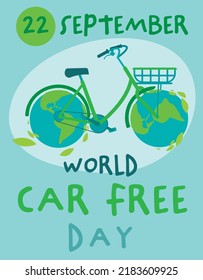 September 22nd. Carfree International Event. World Car Free Day. The City Without Traffic. Give Up Your Cars. Editable Vector Illustration In Modern Flat Style For Web, Print, Ad Design Creation