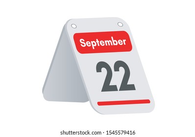 September 22th calendar icon. Day 22 of month. Vector illustration.