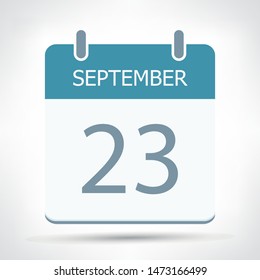 September 23 - Calendar Icon - Calendar flat design template - Business vector illustration.