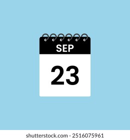 Recordatorio del calendario del 23 de septiembre. 23 de septiembre Fecha Mes Calendario icono de diseño Plantilla.