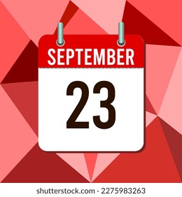 September 23, calendar vector illustration, isoleted on colorful monochromatic triangles background