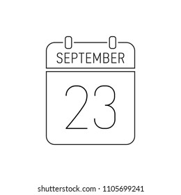 September 23. Special date of the calendar. Thin line icon. Deadline. Holiday. School time. Autumn
