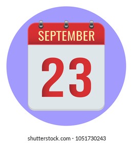 September 23. Vector flat daily calendar icon. Date and time, day, month 2018. Holiday. Season.