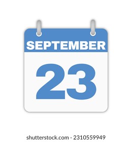 September 23rd calendar leaf. September 23 calendar icon calendar page vector illustration