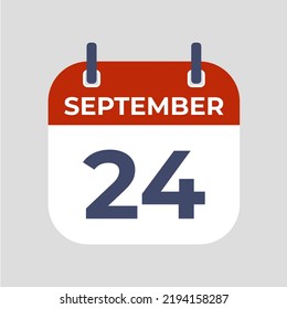 September 24.The best of Flat icon calendar isolated on gray background. illustration symbol template in trendy style. Can be used for many purposes.