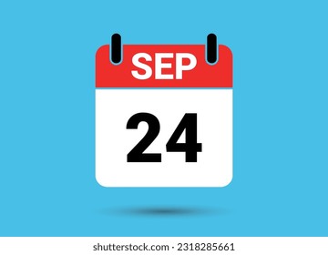 Septiembre 24 Fecha del calendario Icono plano Día 24 Ilustración vectorial