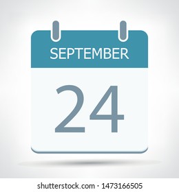 September 24 - Calendar Icon - Calendar flat design template - Business vector illustration.